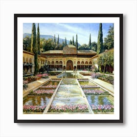 Gardens Of Alhambra Spain Vintage Botanical Art (2) Art Print