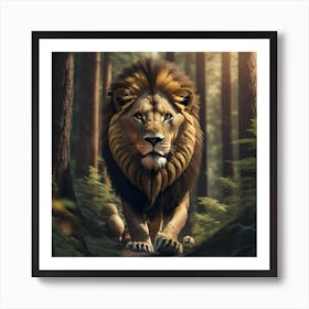 Lion In The Forest Art Print