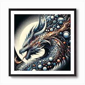 Dragon With Bubbles Art Print