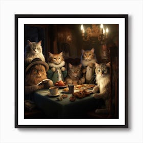 Cat'S Dinner Party Art Print