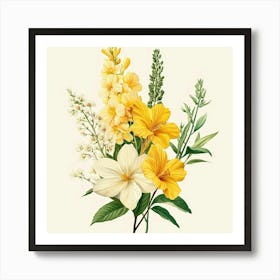 Yellow And White Flowers Art Art Print