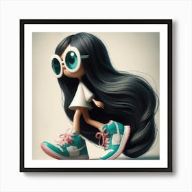Girl With Long Hair 3 Art Print