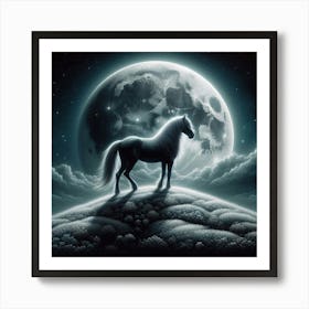 Horse In The Moonlight 33 Art Print