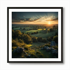 Sunset Over A Field Art Print