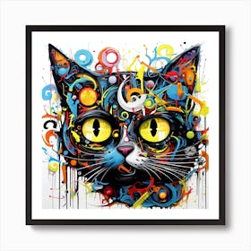 Splatter Cat Art Print