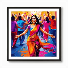 Vector Colorful Festive Celebration Joy Vibrant Culture Tradition Hindu Spring Happiness (6) Art Print