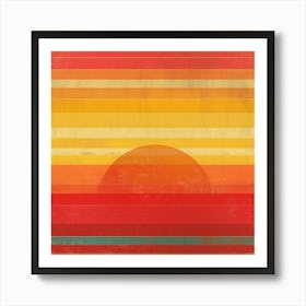 Retro Inspired Sunset Background 1 Art Print