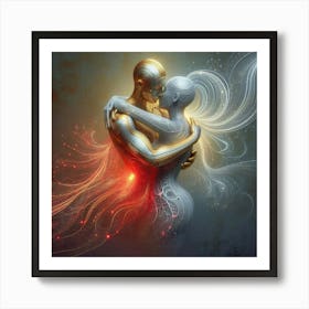 Man And Woman Hugging Art Print