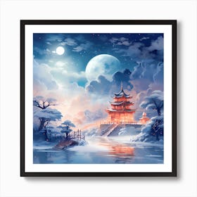 Ghibli Gleam Amidst Snow Art Print