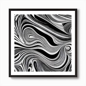 Abstract Black And White Swirl Pattern Art Print