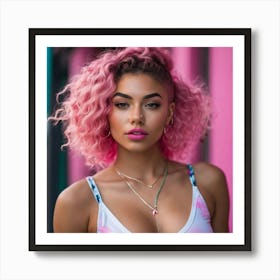 Pink Haired Girl duh Art Print