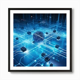 Abstract Digital Painting Of A Global Data Network Oversized Datums Connecting In An Ai Driven Conc (6) Art Print