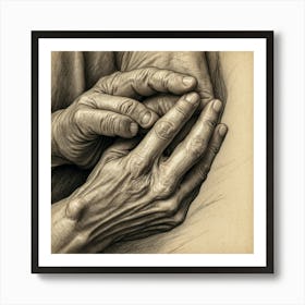 Old Hands Holding Hands Art Print