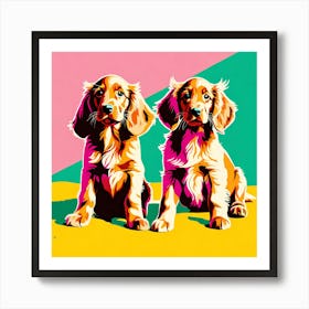 'Irish Setter Pups', This Contemporary art brings POP Art and Flat Vector Art Together, Colorful Art, Animal Art, Home Decor, Kids Room Decor, Puppy Bank - 86th Art Print
