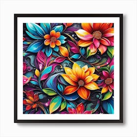 Colorful Floral Painting Art Print