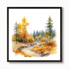 Watercolor Autumn Forest 4 Art Print