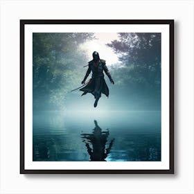 Myeera Ninja Knight Floating Above A Small Pond Like An Archang 36d427f9 79d5 444e A67f Fee19b0651f7 Art Print