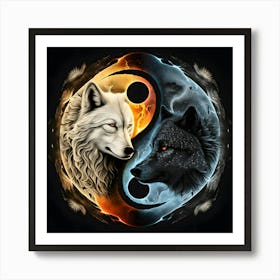 Wolf And Fire Art Print