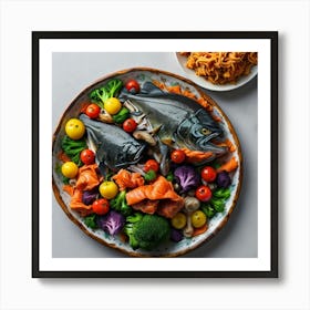 Fish And Vegetables Art Print