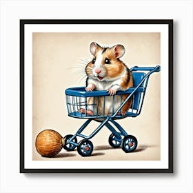 Hamster In Shopping Cart 2 Art Print