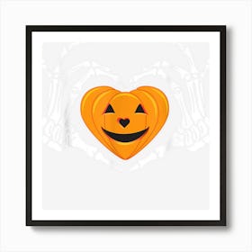 Skeleton Hand Heart Pumpkin Costume Funny Halloween Art Print