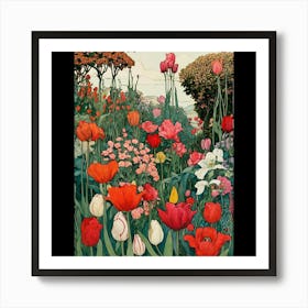 Tulips In The Garden 6 Art Print