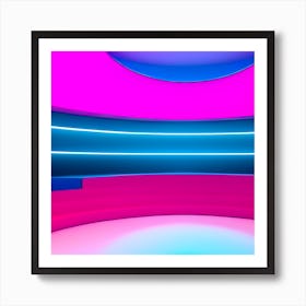 Abstract Room With Neon Lights Art Print