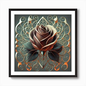 Stylized and intricate geometric black rose 10 Art Print