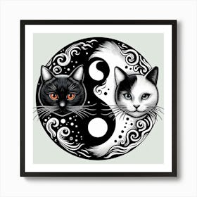 Two Cats Yin Yang Poster