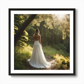 Wedding Bride In The Woods Art Print