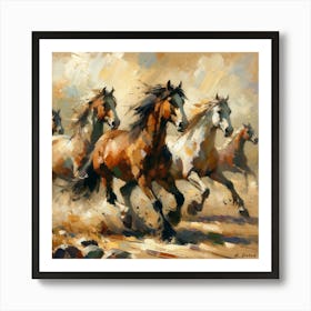 Horses Galloping Art Print Art Print