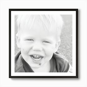 Black And White Portrait Of A Toddler Art Print