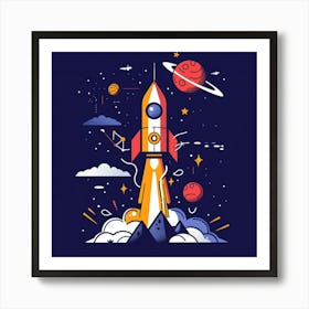 Space Rocket 3 Art Print