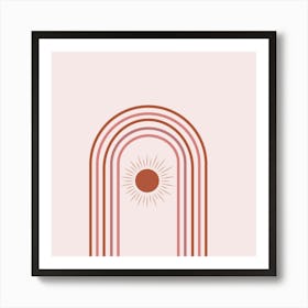 Minimalist Abstract Terracotta Sun on Rainbow  Art Print