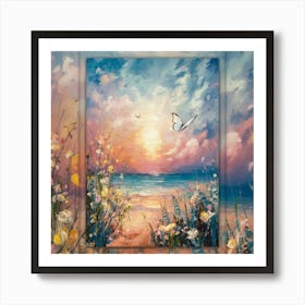 Sunset At The Beach 4 Art Print