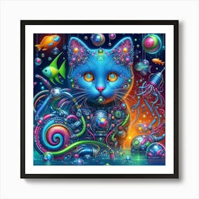 Psychedelic Cat 1 Art Print