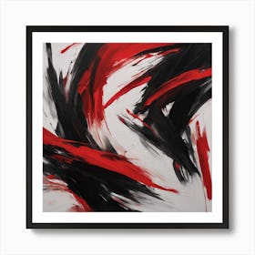 Abstract Red Black Painting 1 Art Print