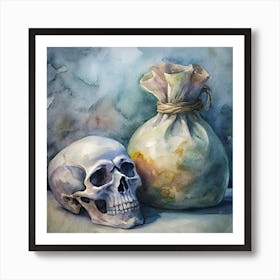 Skull And Bag Art Print