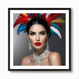 Woman With Feathers Art Print