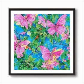 Pink Butterflies 1 Art Print