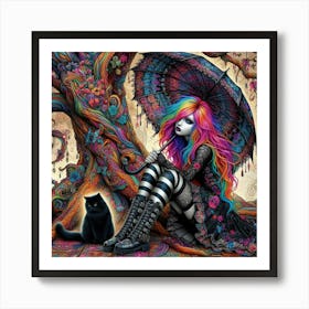 Girl With An Umbrella 1 Art Print