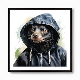 Watercolour Cartoon Tasmanian Devil In A Hoodie 1 Art Print