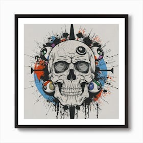 Skull With Billiard Balls Art Print