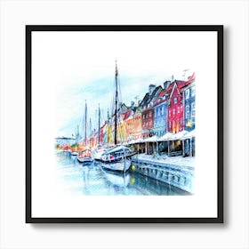 Copenhagen Harbor.Wall prints. Art Print