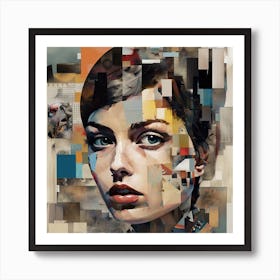 Woman's Face Collage Art Print