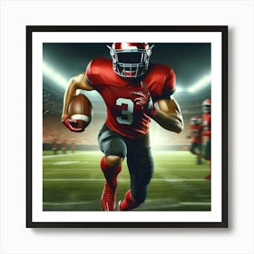 American Football Player Running With Ball Art Print