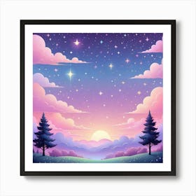 Sky With Twinkling Stars In Pastel Colors Square Composition 242 Art Print