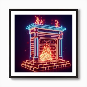 Neon Fireplace 2 Art Print