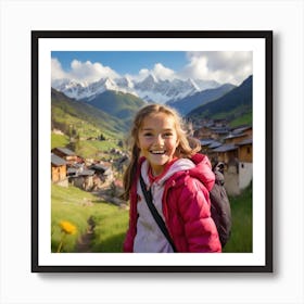 Happy Girl In The Mountains Art Print