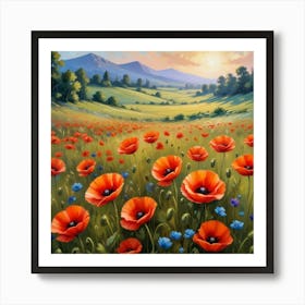 Poppies In The Meadow Art Print 1 Art Print